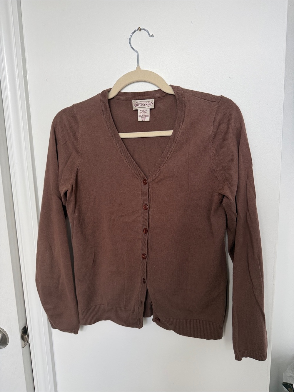 croft & barrow Chestnut Brown V-Neck Button-Front Cardigan